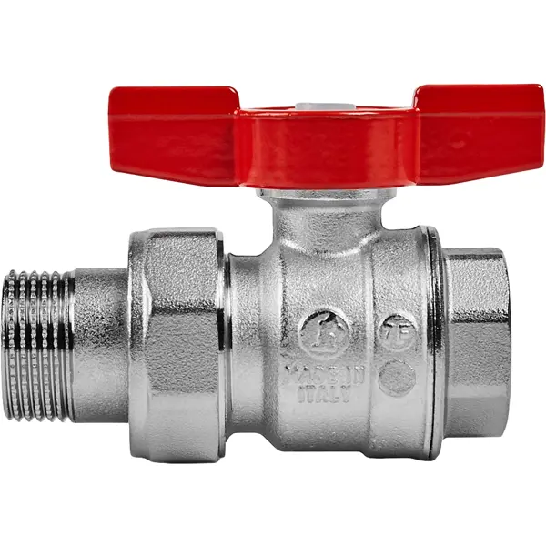 Кран шаровой с американкой прямой Giacomini DN20 PN35 3/4" НР/ВР латунь ручка бабочка