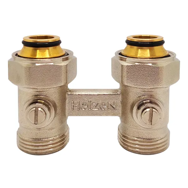 Узел нижнего подключения прямой Н-образный Heizen 3/4" для секционных радиаторов латунь