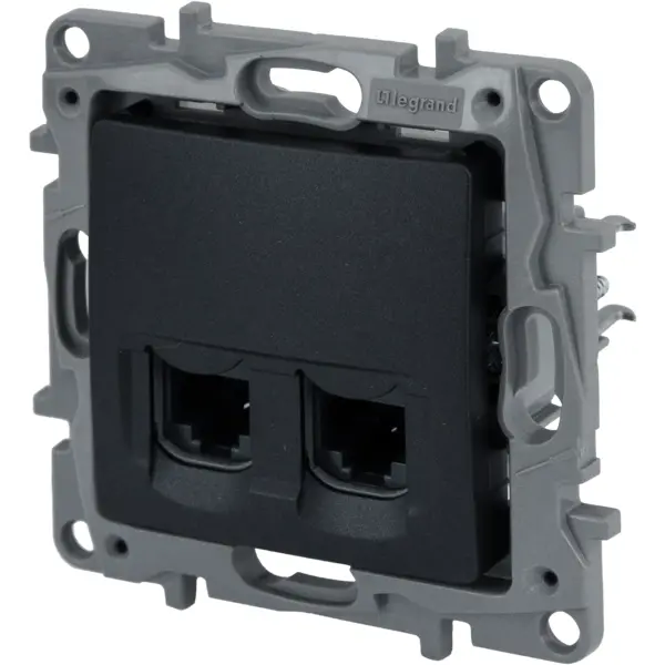 Розетка компьютерная двойная RJ45 категория 5e UTP - Legrand Etika - антрацит