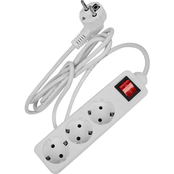 Удлинитель бытовой Защита Про 3 розетки с заземлением 3x0.75 мм 1.8 м 2200 Вт цвет белый