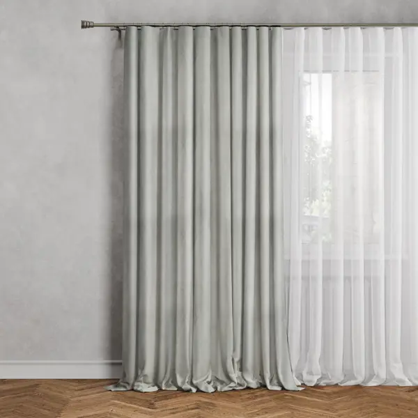 Штора на ленте 140x270 см цвет серый