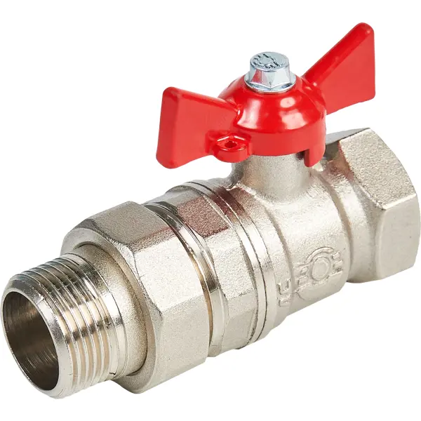 Кран шаровой с американкой прямой Valfex DN20 PN24 3/4" ВР/НР ручка бабочка латунь