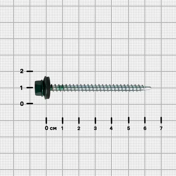 Саморезы кровельные по дереву DILWIS с пресс-шайбой со сверлом RAL 6005 4.8x64 мм 50 шт.