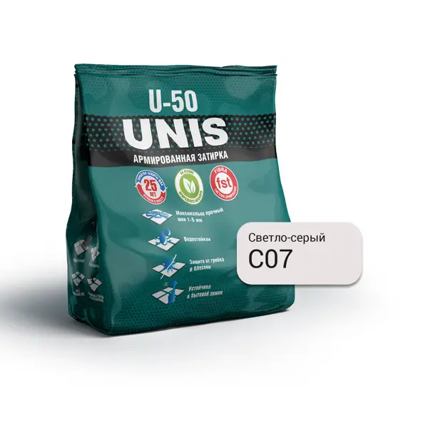 Затирка цементная Unis U-50 цвет С07 светло-серый 1 кг