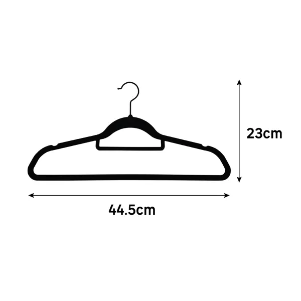 Плечики Spaceo 45 см пластик с флоковым покрытием цвет чёрный 4 шт