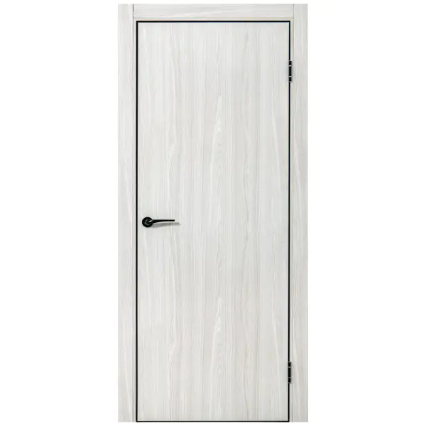 Дверь межкомнатная глухая Борно 50 70x200 см цвет белый дуб с замком и петлями