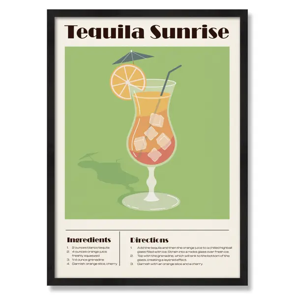 Картина в раме Postermarket Текила Санрайз 50x70 см цвет разноцветный