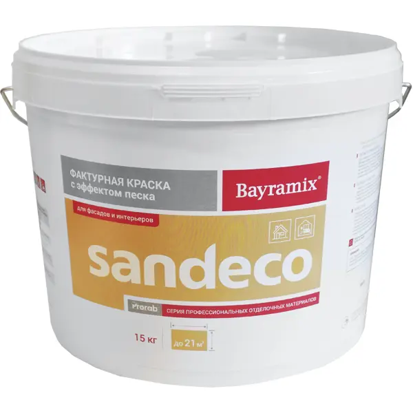 Краска фактурная Bayramix Sandeco с эффектом песка цвет белый 15 кг