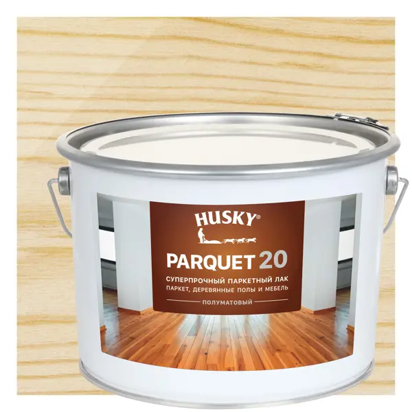 Лак паркетный Husky Parquet 20 полуматовый бесцветный 9 л