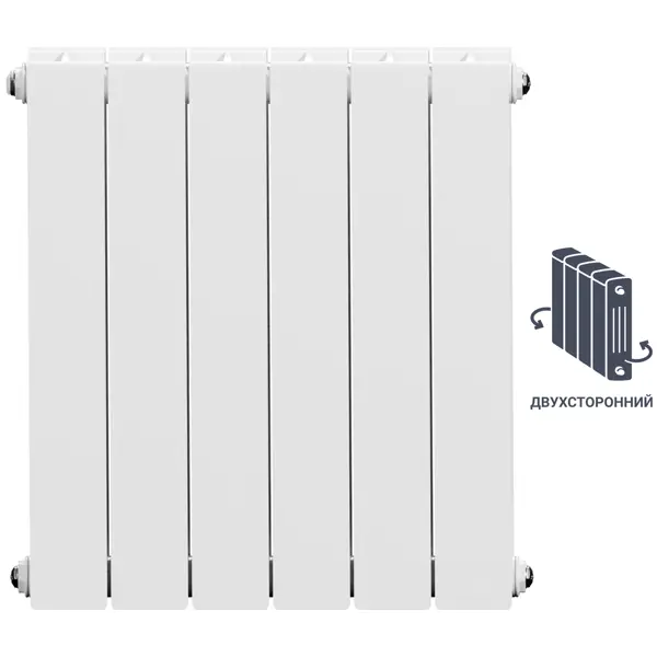 Радиатор секционный Equation Bimetal 500/90 6 секций боковое подключение биметалл белый