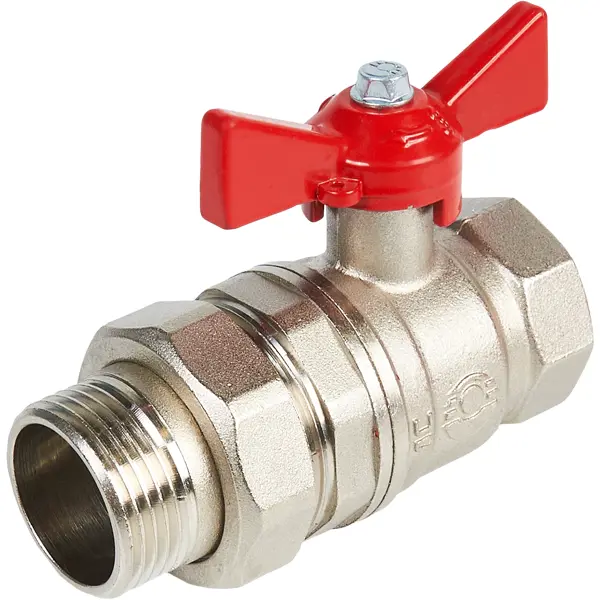 Кран шаровой с американкой прямой Valfex DN25 PN40 1" НР/ВР латунь ручка бабочка