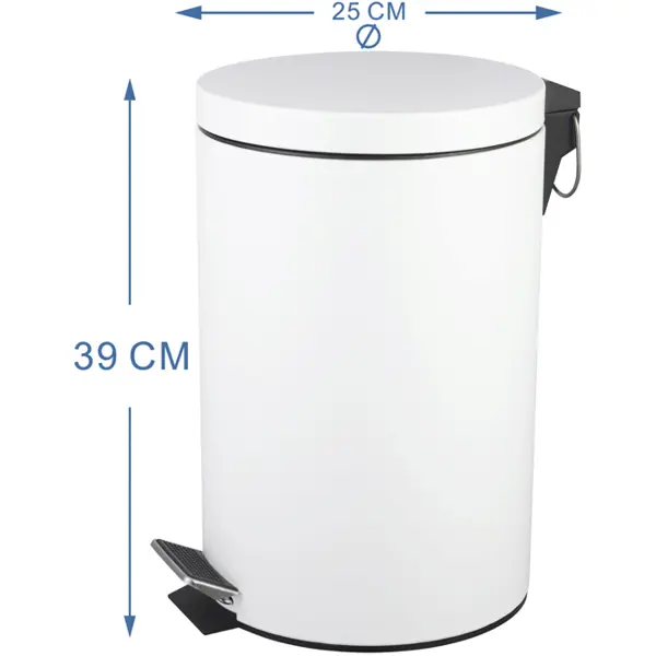 Бак для мусора в ванную комнату KONSENSA Терни 12 л сталь цвет белый