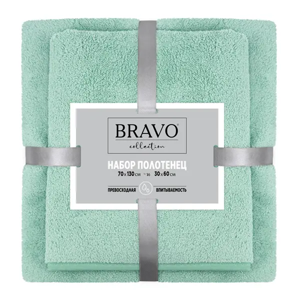 Полотенце Bravo 30x60/70x130 см цвет светло-зеленый