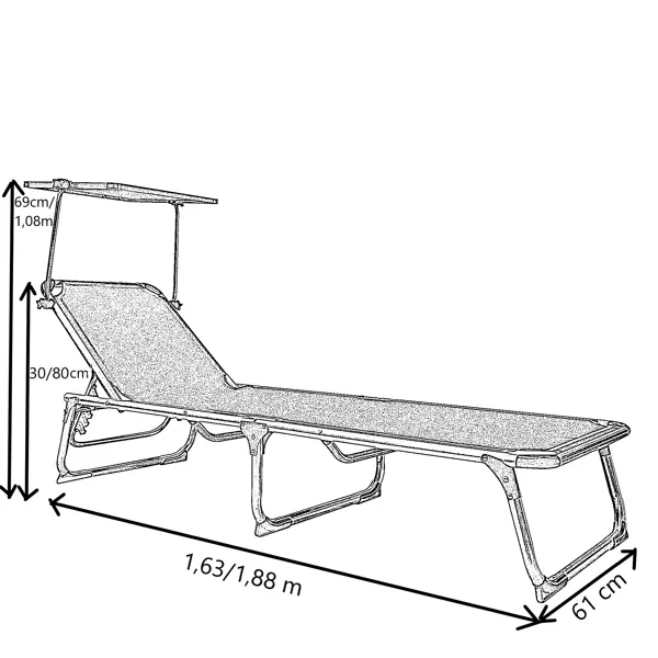 Шезлонг складной Azur 188x61x30 см алюминий/текстилен цвет бежевый