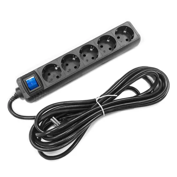 Удлинитель бытовой Skybeam 5 розеток с заземлением 3x1.5 мм 5 м 3500 Вт цвет черный