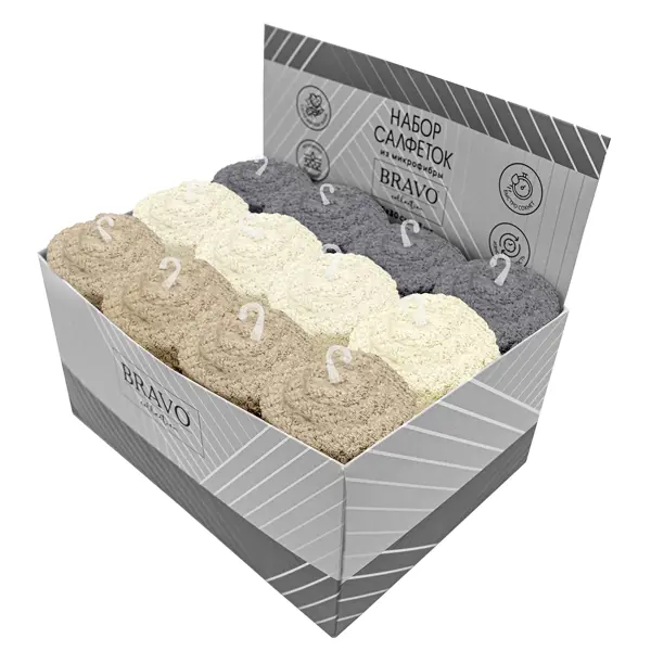 Полотенце махровое Bravo 30x30 см цвет 3 шт