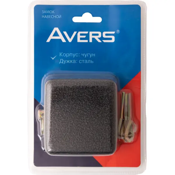 Замок навесной Avers PD-15-90-BLISTER 85x40 мм, чугун