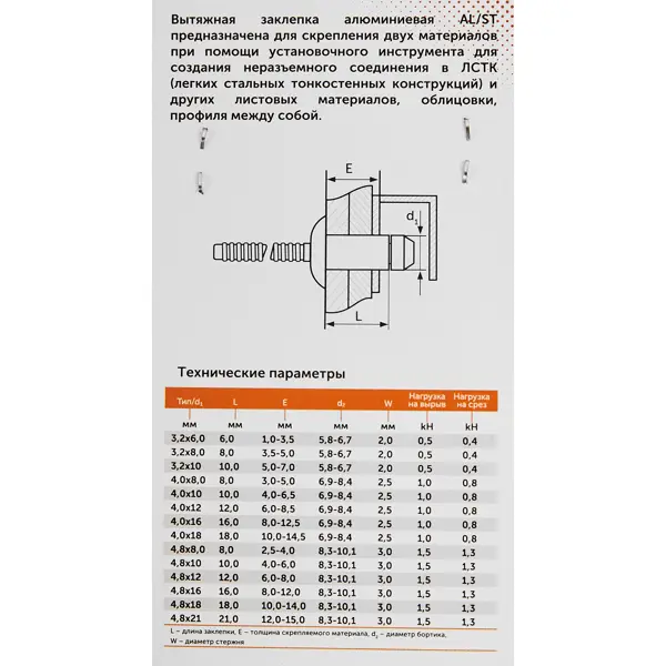 Заклепка вытяжная Sormat 4.8x14 мм, 25 шт.