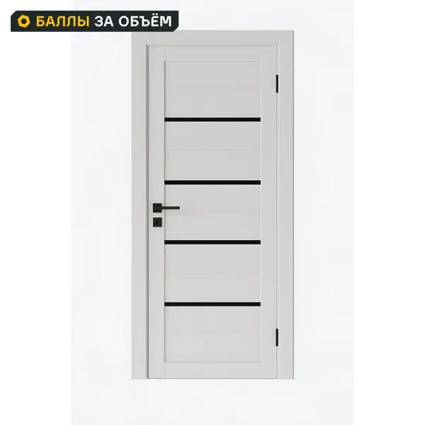 Дверь межкомнатная со стеклом Корса 80x200 см Hardflex цвет белый с замком и петлями