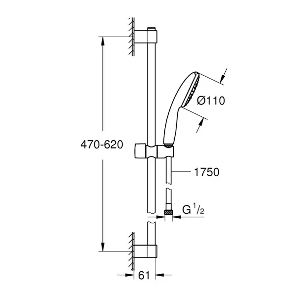 Душевой гарнитур Grohe Tempesta 27924003 1 режим цвет хром