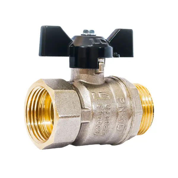 Кран шаровой прямой LD DN20 PN40 3/4" НР/ВР латунь ручка бабочка