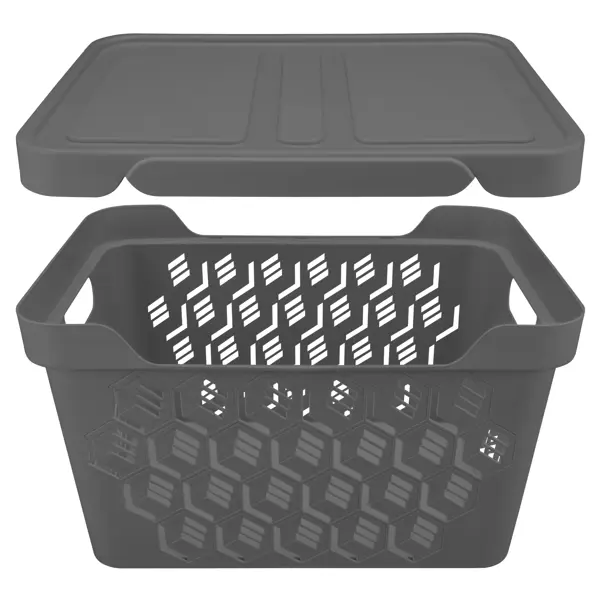 Ящик с крышкой DeLUXE 38x27.6x22 см 18 л полипропилен цвет серый