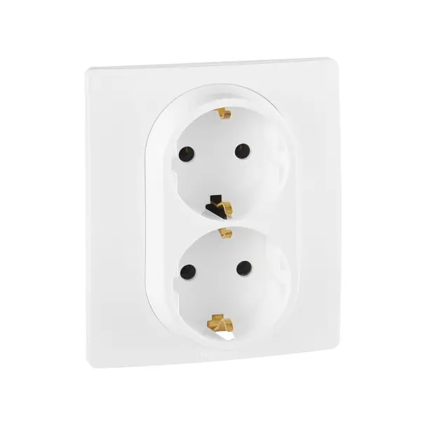 Розетка двойная с заземлением - Legrand Etika - без шторок в сборе 16А 250В винтовые зажимы - белый