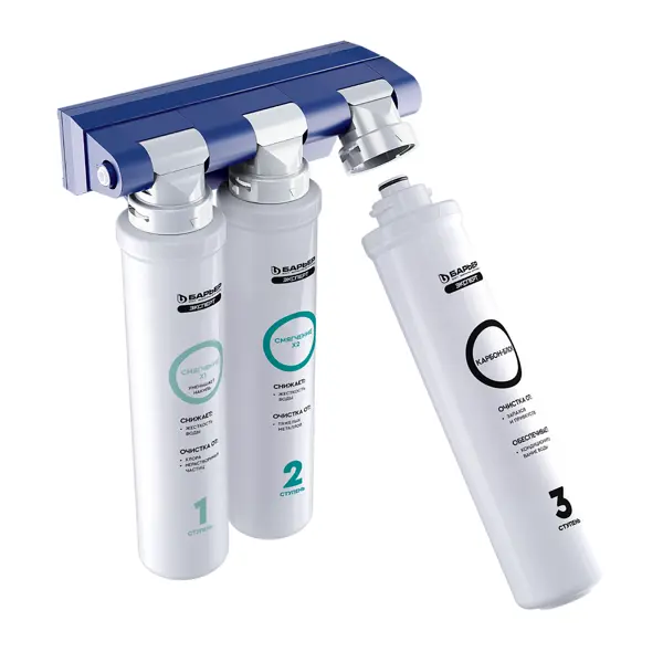 Фильтр под мойку Барьер Эксперт Жесткость x2 для жесткой воды быстросъемный 3 ступени кран в комплекте