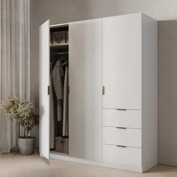 Шкаф распашной Турин Комфорт 3523 с 3 дверями 180x213x59.6 см ЛДСП цвет белый