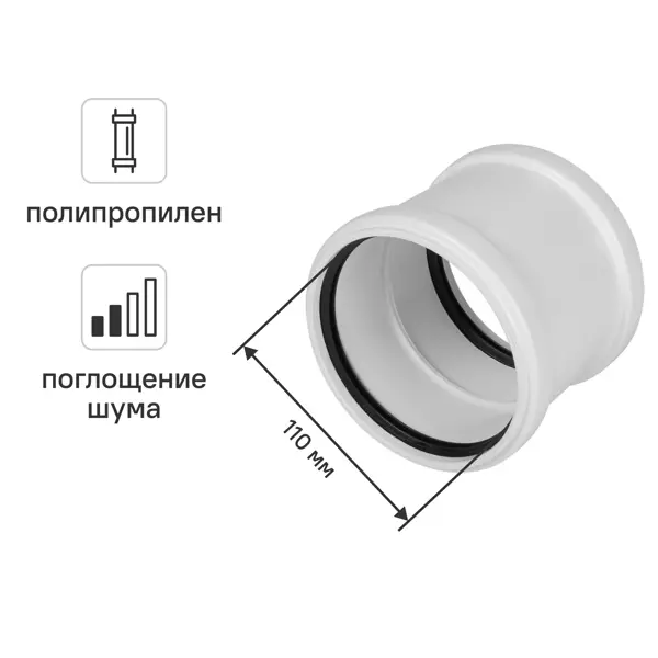 Муфта двухраструбная ø110 мм Equation с шумопоглощением полипропилен