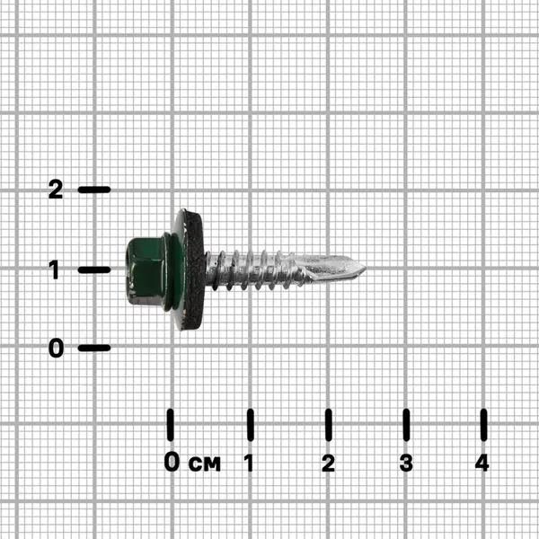 Саморезы кровельные по металлу Standers с пресс-шайбой RAL6005 5.5x25 12 шт.