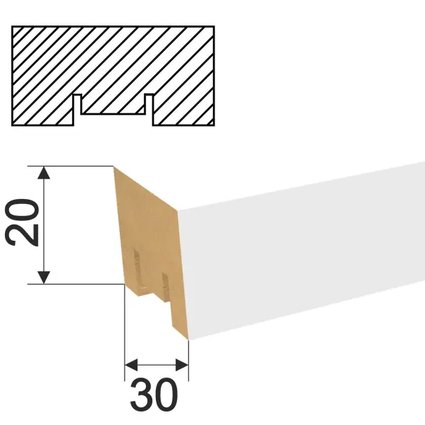 Рейка Милана 20x30x2700 мм МДФ цвет белый