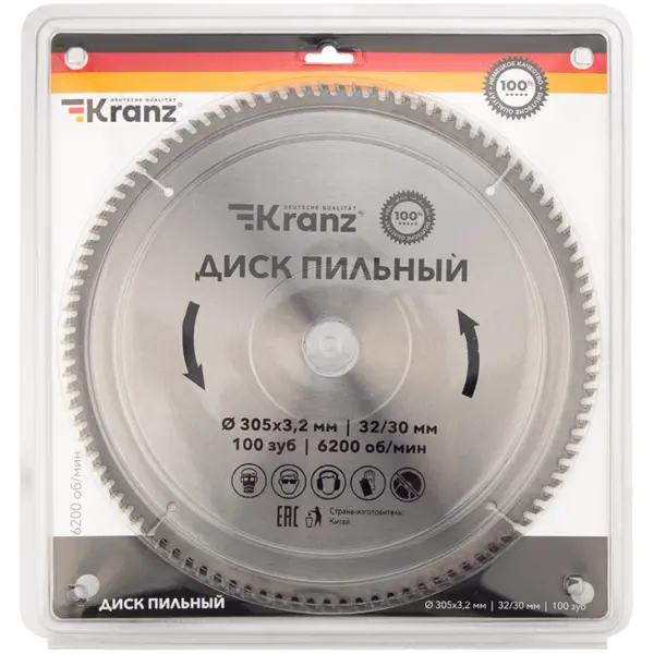 Диск пильный по дереву Kranz 100Т 305x32x3.2 мм