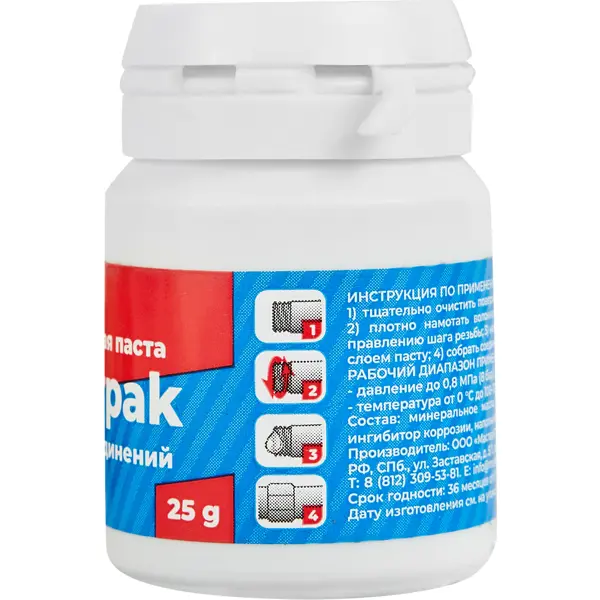 Паста уплотнительная Masterpak для воды 25 г со льном
