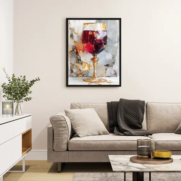 Картина в раме Postermarket Бокал вина 40x50 см цвет разноцветный