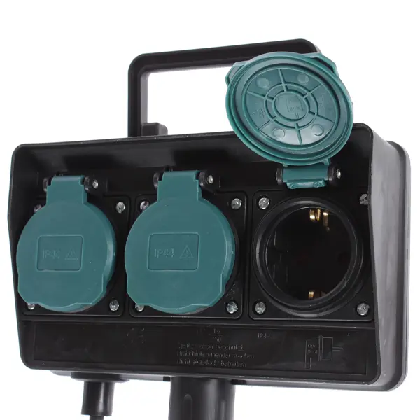 Удлинитель на пике Electraline 3 розетки с заземлением 3x1 мм 1.5 м цвет черный