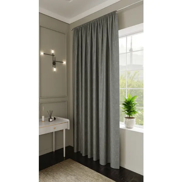 Штора на ленте Este 200x280 см цвет серо-зеленый