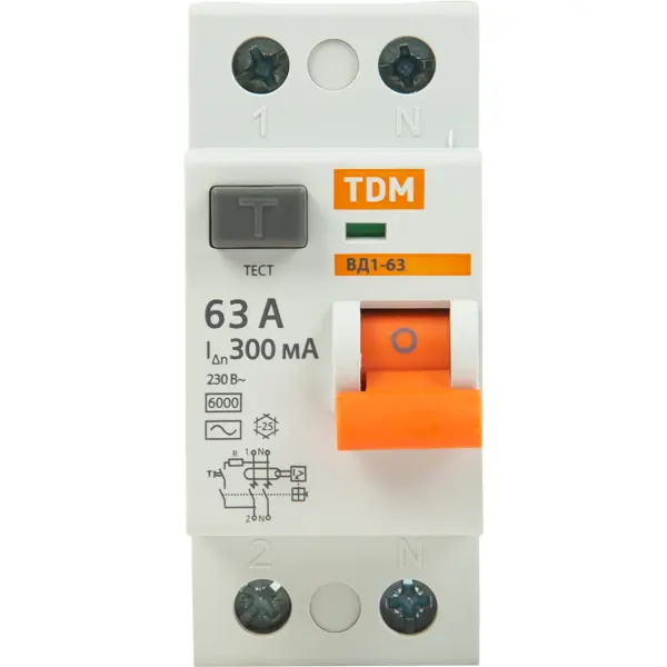 УЗО Tdm Electric ВД1-63 2P 63 A 300 мА 4.5 кА AC SQ0203-0018