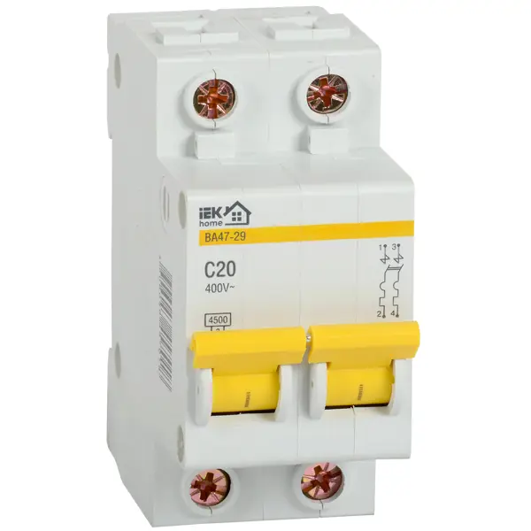 Автоматический выключатель IEK ВА47-29 2P N C20 А 4.5 кА