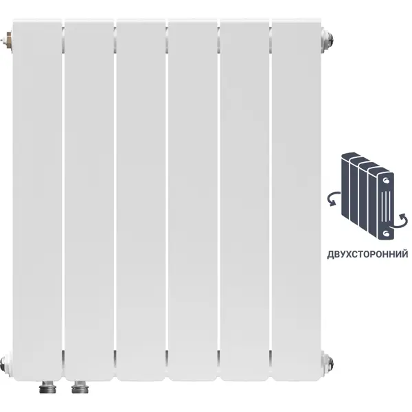 Радиатор секционный Equation Bimetal 500/90 6 секций нижнее правое подключение биметалл белый