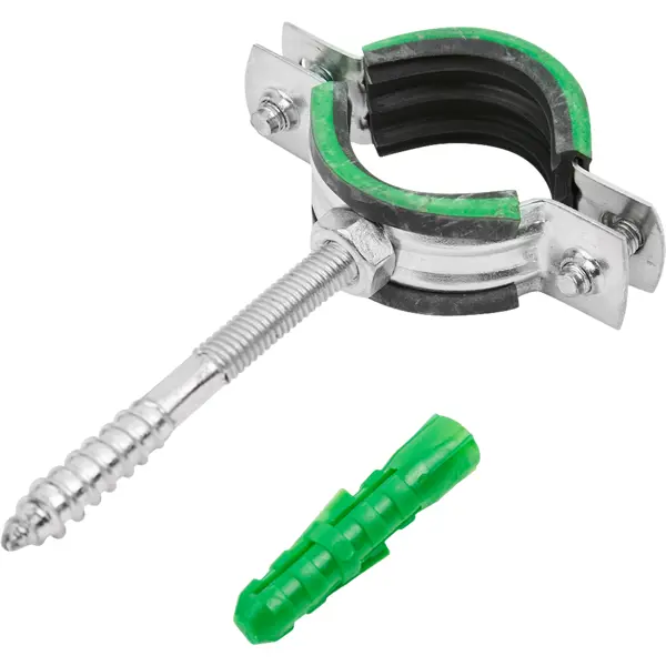 Хомут для труб Mayer 1" ø32-35 мм со шпилькой 8x70 и дюбелем гайка M8