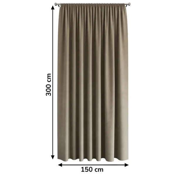 Штора на ленте со скрытыми петлями блэкаут KREAFORTA Sawan 150x300 см цвет бежевый