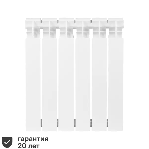 Радиатор секционный Тепломир Bimetal 500/100 6 секций боковое подключение биметалл белый