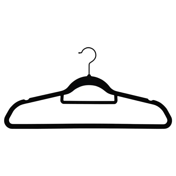 Плечики Spaceo 45 см пластик с флоковым покрытием цвет чёрный 4 шт