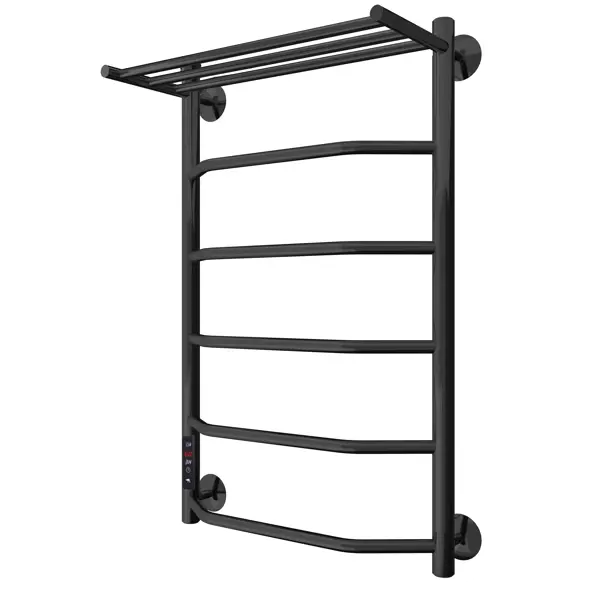 Полотенцесушитель электрический Арго Флоран Гранд 500x700 мм 185 Вт с полкой лесенка цвет черный