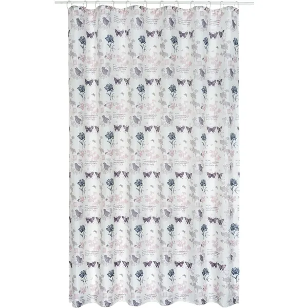 Штора для ванной Swensa Ode 180x200 см полиэстер цвет белый/фиолетовый