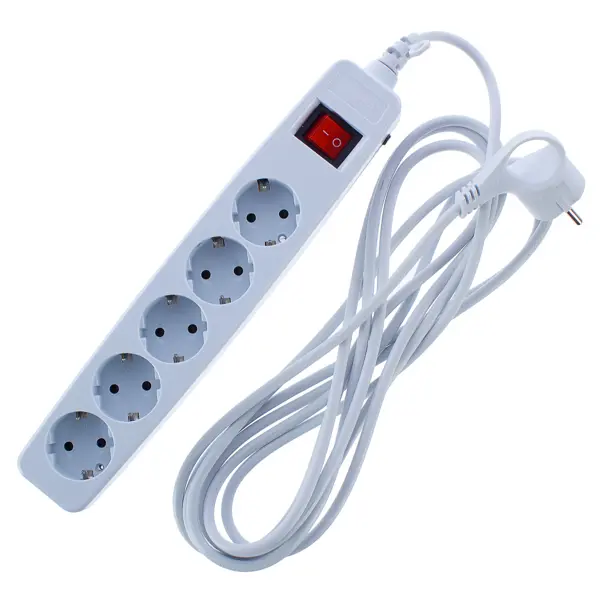 Сетевой фильтр Эра SF 5 розеток с заземлением 3x0.75 мм 3 м 2200 Вт цвет белый