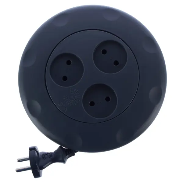 Удлинитель силовой без заземления 3 розетки 3 м 2200 Вт выключатель цвет чёрный