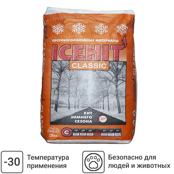 Противогололедный реагент Icehit Classic, 25 кг