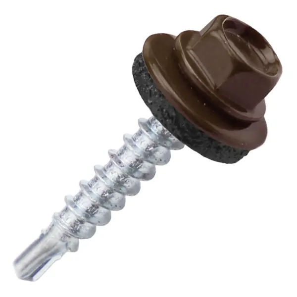 Саморезы кровельные по дереву Dilwis с пресс-шайбой со сверлом RAL 8017 4.8x29 мм 100 шт.